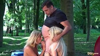 Innocent picnic turns into slutty group sex for and his blonde coworkers