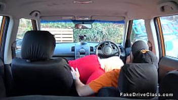 Monster boobs mature blowjob in car
