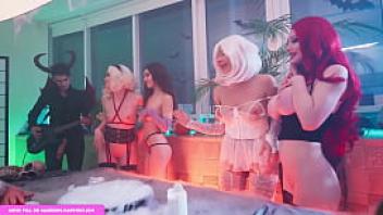 Hardcore orgy with four sexy witches and one big dick alicebong