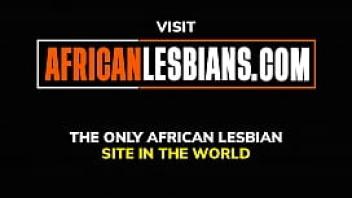 Retro ebony lesbians sex toy fun
