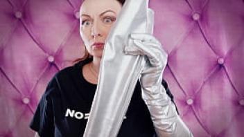 Asmr long opera silver shiny gloves by arya grander fetish sounding free sfw video