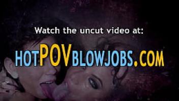 Teen gives pov blowjob and gags