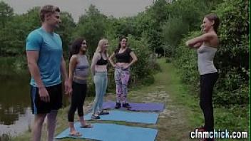 Clothed yoga brits suck