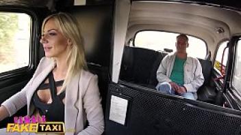 Female fake taxi blonde beauty fucks her passenger