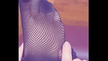 Violet love secrets wearing fishnet stockings