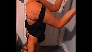 Inverted wall twerking teen stripper step sister
