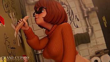 Velma gloryhole bathroom blowjob cum scooby doo