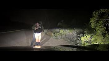 Rough public sex pounding her pussy on the side of the road