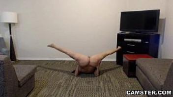 Milf with big tits amp big ass does naked yoga