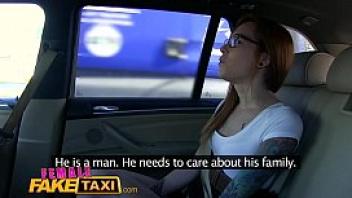 Female fake taxi horny filthy lesbians lick shaved wet pussy in taxi