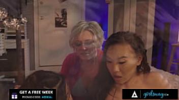Girlsway dorm asian roommates kimmy kimm amp her bestie are caught squirting by milf dee williams