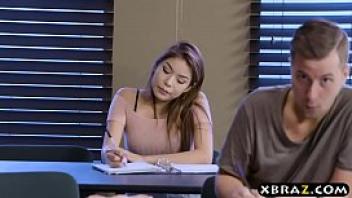 Bright big tits student lena paul oral and fucking in class