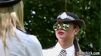 Clothed cop babes suck