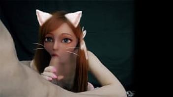 Hentai in real life furry cat girl waifu blowjob