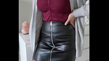 Naughty sexy teacher in stockings strip tease