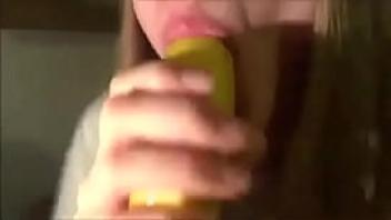Hot girl lick banana like a dick