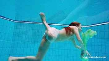 Cutest hairiest teenie gets naked underwater