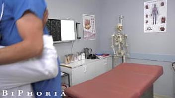 Biphoria nurse catches doctors fucking then joins in