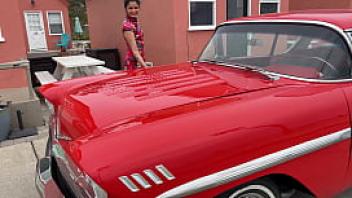 Viva athena in classic car 1958 impala