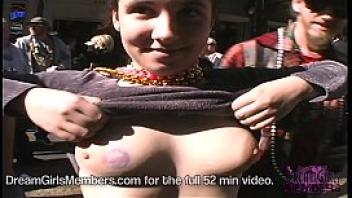 College girls bare awesome natural tits at mardi gras