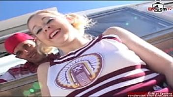 Blonde teen fucked in a car until the cumshot in her face
