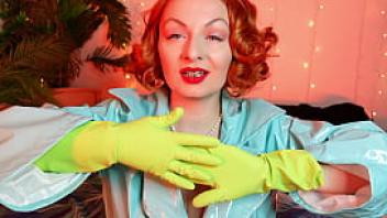 Green gloves household latex gloves fetish asmr video free fetish clip