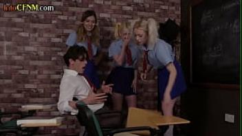 Cfnm femdom group bj by babes in the classroom