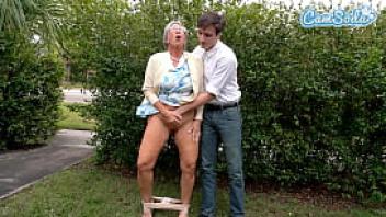 Horny grandma public sex granny squirts after massive orgasm from helpful stranger