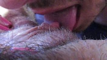 Big clit licking and sucking until she cums hard hairy girlfriend huge orgasm in close up