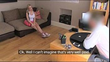 Fakeagentuk cute and flexible blonde girl spreads her legs on casting couch