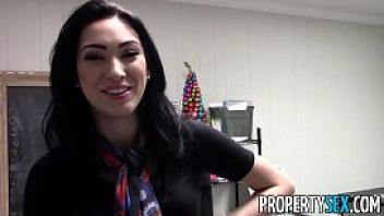 Propertysex beautiful brunette real estate agent home office sex video