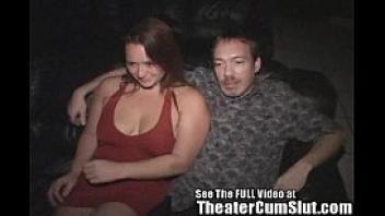 Milf makes every man in porn theater cum