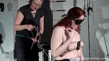 Lesbian domination of louise and kinky spanking of enslaved amateur lesbo in har