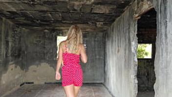 Horny milf with small tits and perfect ass fucking in an abandoned building real pov outdoor fuck full video red