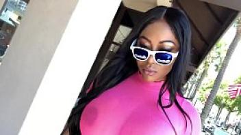 Camsoda moriah mills public see through lingerie and oiled up ebony big ass and tits