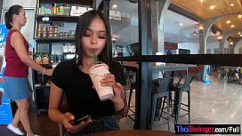 Starbucks coffee date with gorgeous big ass asian teen girlfriend