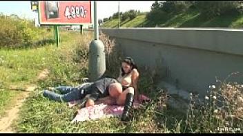 Naughty couple public sex roadside