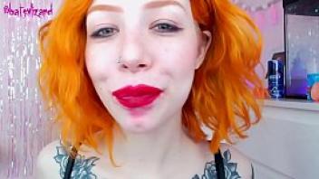 Ginger slut huge cock mouth destroy uglyface asmr blowjob red lipstick