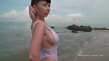 White one piece transparent when wet swimsuit