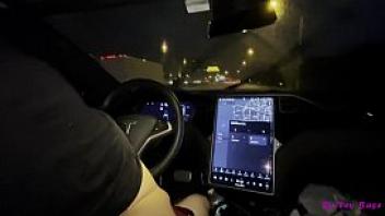 Sexy cute petite teen bailey base fucks tinder date in his tesla while driving 4k