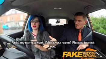 Fake driving school sexy emo gets her ass pounded and throat fucked