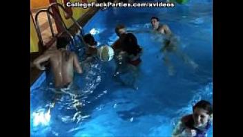 Group of amateur college girls fucking at the pool partylparty