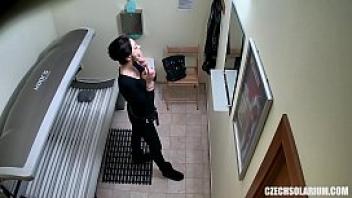 Sexy short haired girl on hidden camera