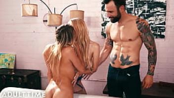 Adult time cum swapping blondes enjoy hunky landlord 039 s load together