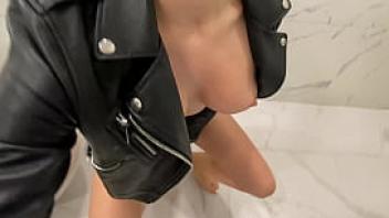 Painfull and rough fuck for screaming slut wife and cum over leather jacket