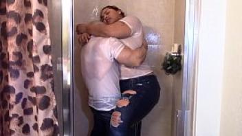 Big latina booty grinding on white dick in shower till they cum