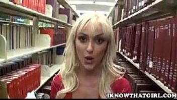 Hot blonde teen fucking in library