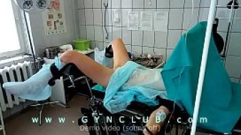Girl on surgery table dildo massage