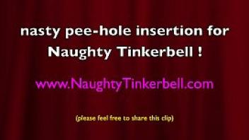 Tinkerbell with plastic tube deep in pussy