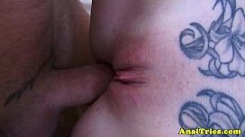 Tattooed anal amateur gets cum in mouth